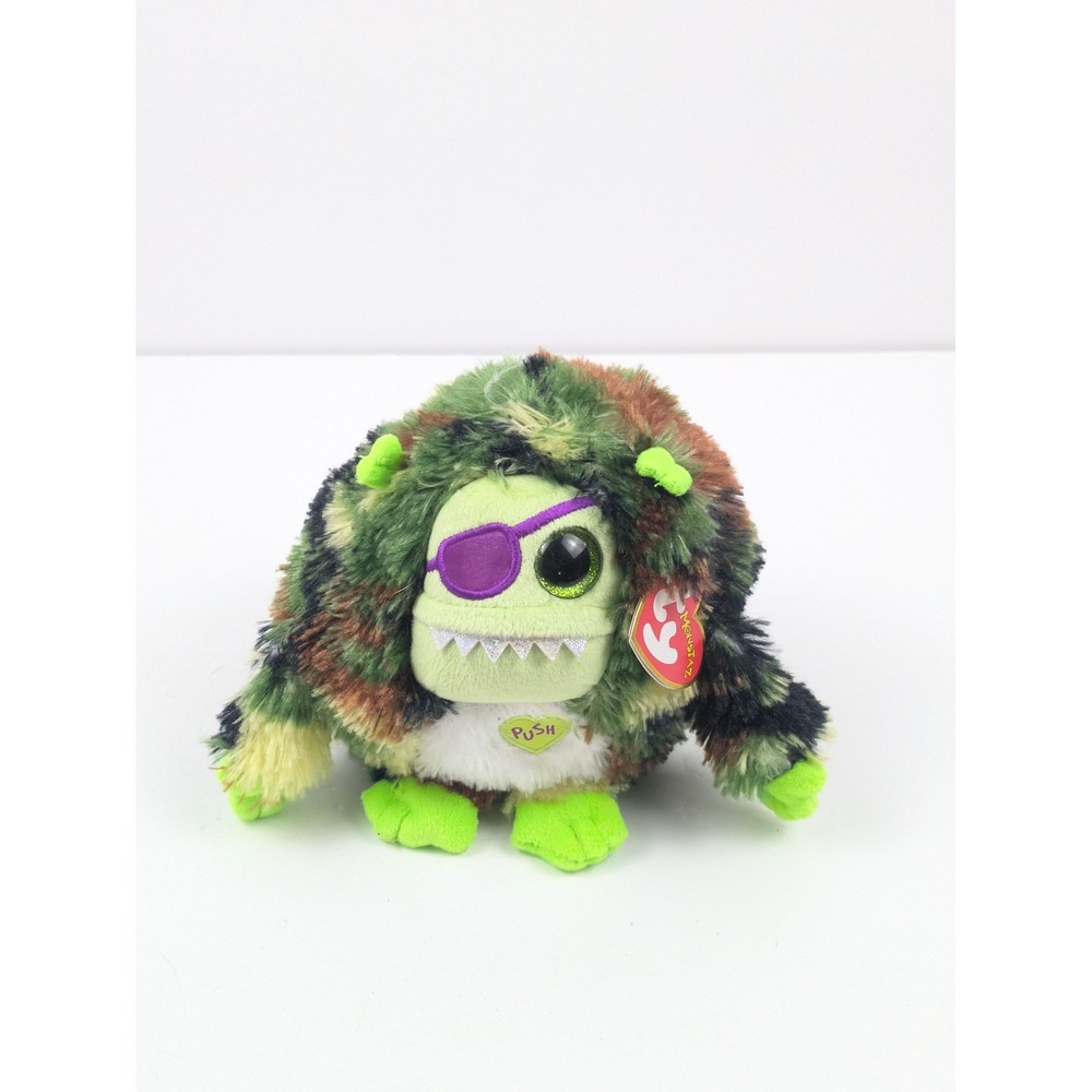 TY Monstaz‎ Patch Pirate Green Camo Plush Monster 6in 2012 Retired